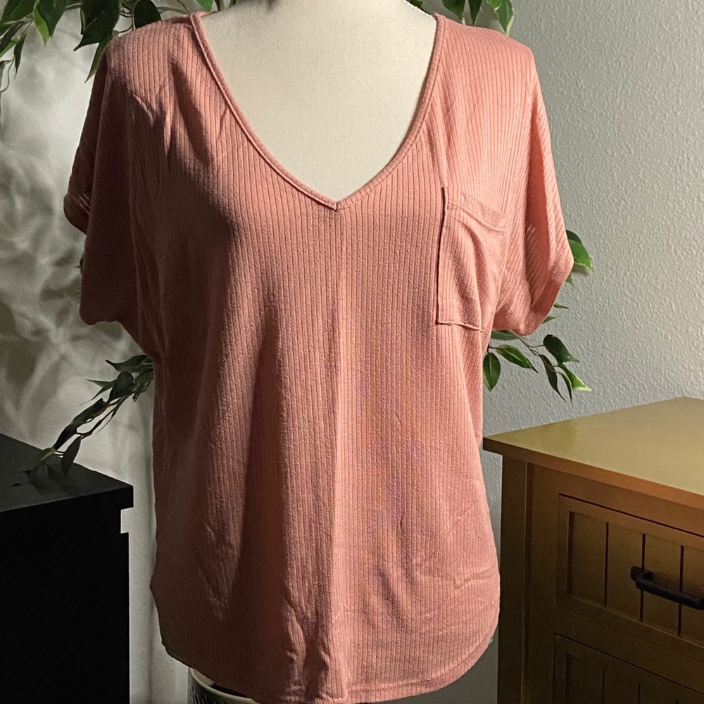 Pink Vneck Top - Picture 2 of 5